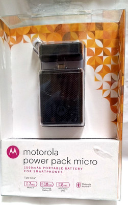 Power Bank Pack Micro Motorola OEM 1500mAh Portable Battery For Smartphones NIB