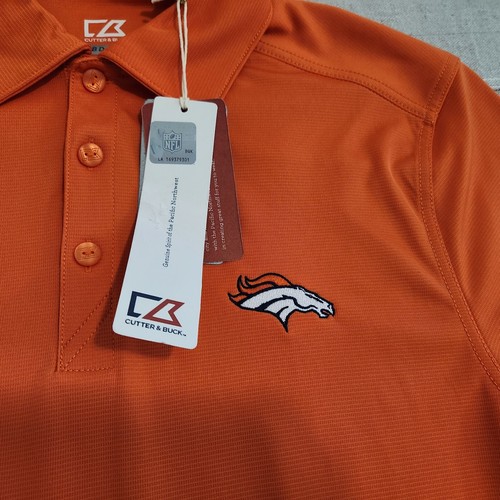 New Denver Broncos Polo Shirt Mens Small Orange Short Sleeve Cutter & Buck - Picture 3 of 12