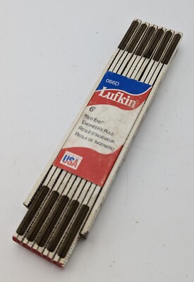 Lufkin 066D,NOS Vintage 6' Engineer's Extension Wood Folding Rule Brass USA made