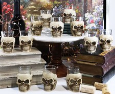 Ebros Grinning Skull Shot Glass Set of 12 Altar of Skulls Skeleton Ossuary Skull