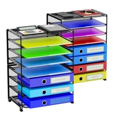 2 Pack 8-Tier Letter Tray Paper - Mesh Desk File Organizer for Office School ...