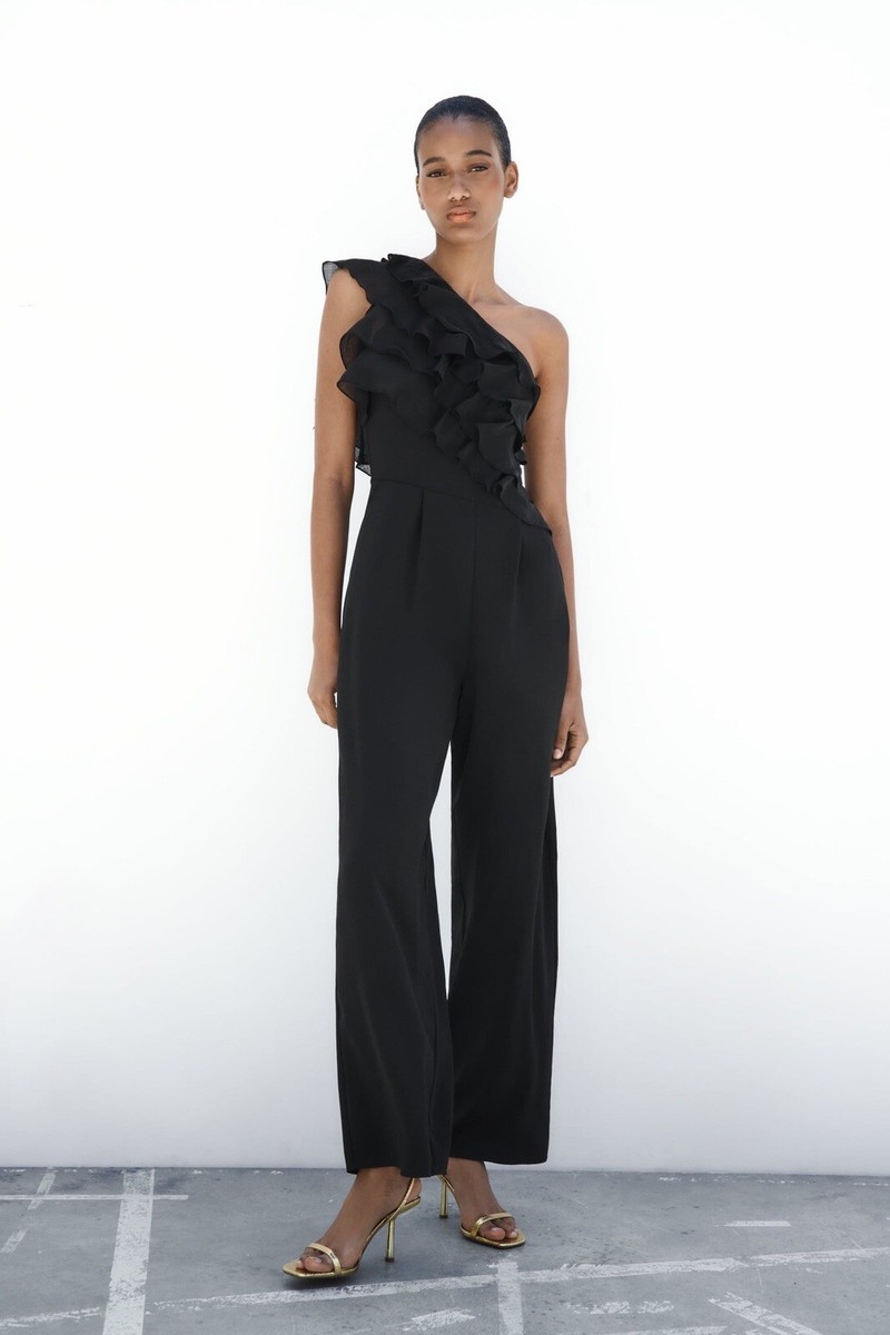 zara black one shoulder ruffle dress One Shoulder Sheath Dress with Ruffle