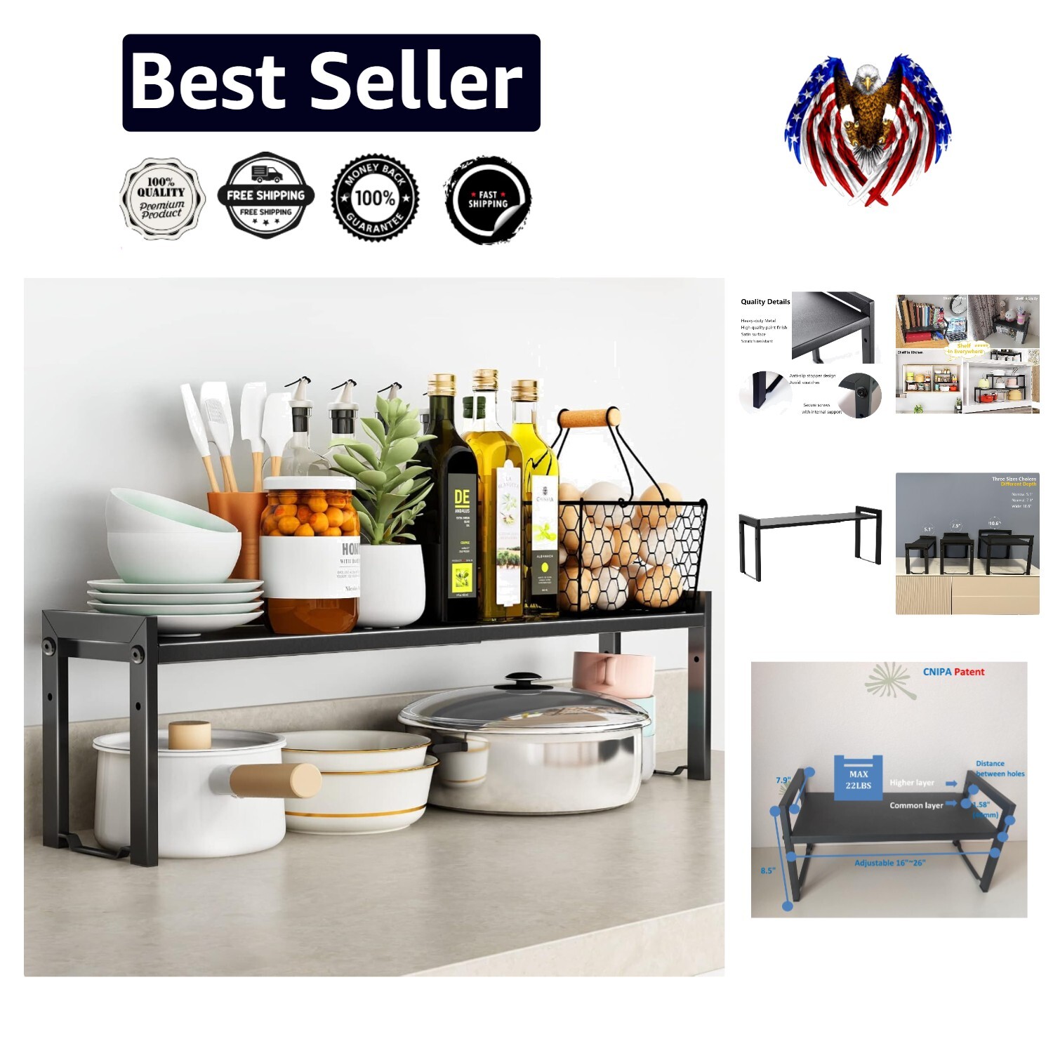 Expandable Cabinet Shelf Organizer - 16~26