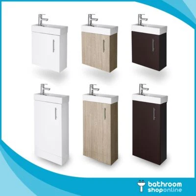 400mm Bathroom Vanity Unit Cloakroom Basin Sink Compact Wall Hung Floor Standing