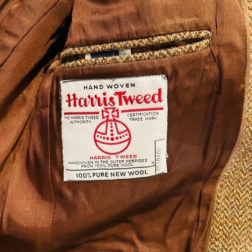 Giacca blazer vintage Lands End Harris tweed uomo 38 R marrone maculato scozzese - Foto 8 di 20