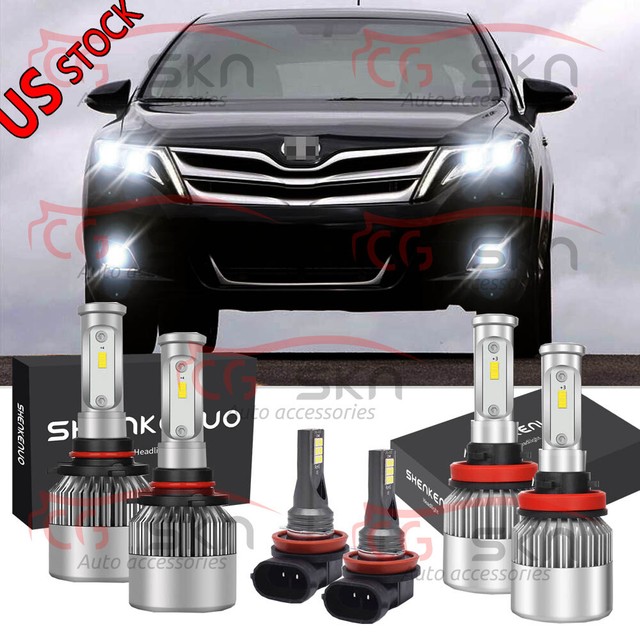 FOR TOYOTA VENZA 0916 6x 6000K LED Headlight Kit Hi/Lo Beam + Fog