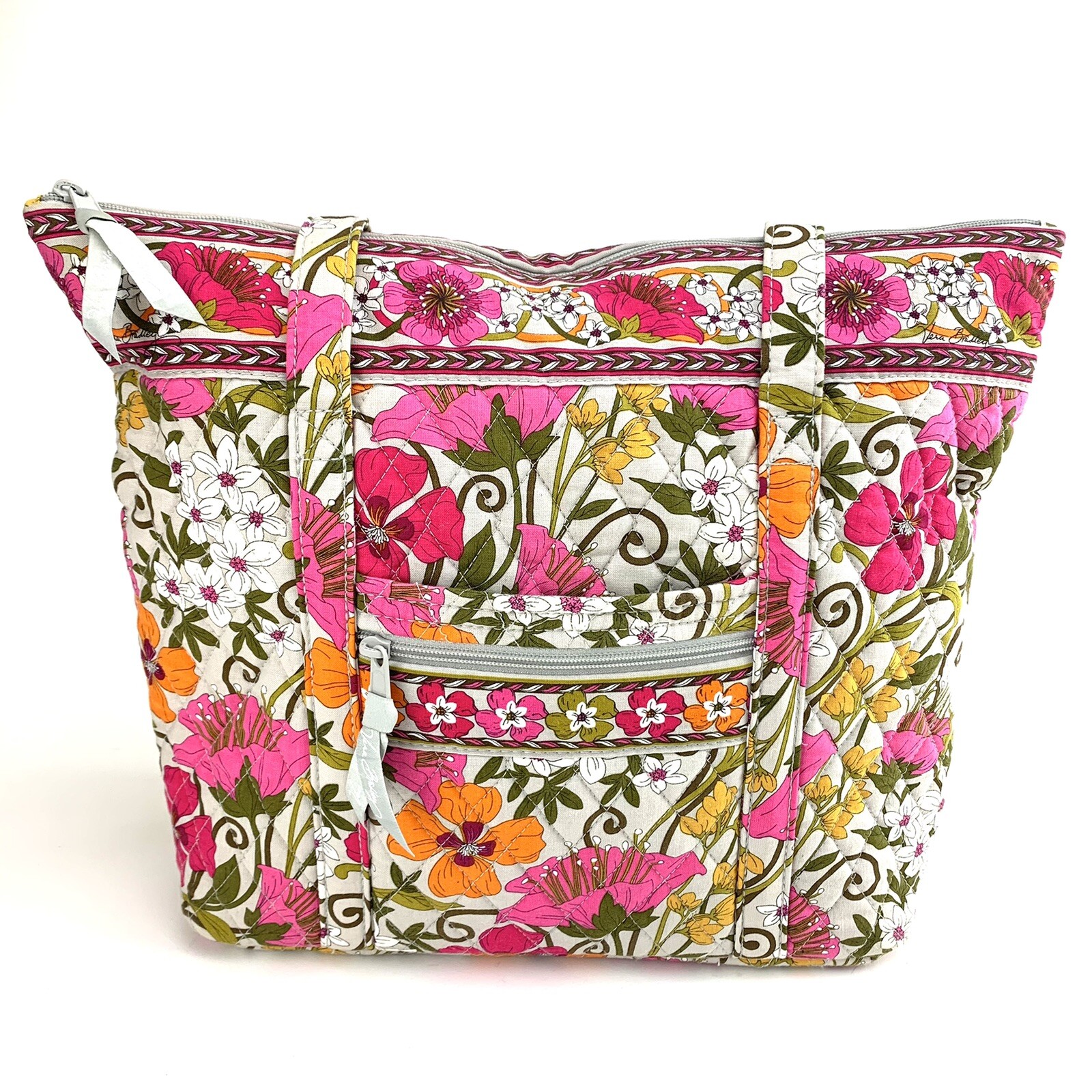 Vera Bradley Pink Orange Yellow Floral Quilted Zip To… Gem