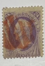 US Postage Scott #153 24-cent, used, red cancel, thin or HR