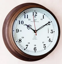 Vintage Decorative Solid Brass Ship Clock Antique Replica Maritime Wall Clock.