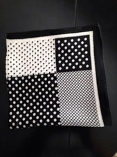 REDUCED! 14" 100% silk elegant, designer black and white square-B5