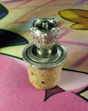 Vintage Pewter Metal Bottle Cork Stopper 
