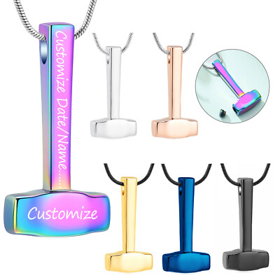 Sledgehammer Urn Pendant Necklace for Cremation Ashes Keepsake Memorial Jewelry