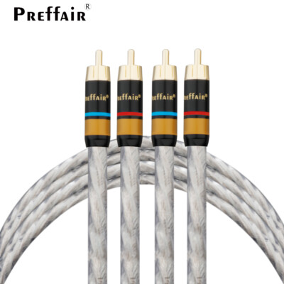 Pair Gold Plated Plugs RCA Cable 8.5mm 6N OCC Silver Plated HIFI Audio Line