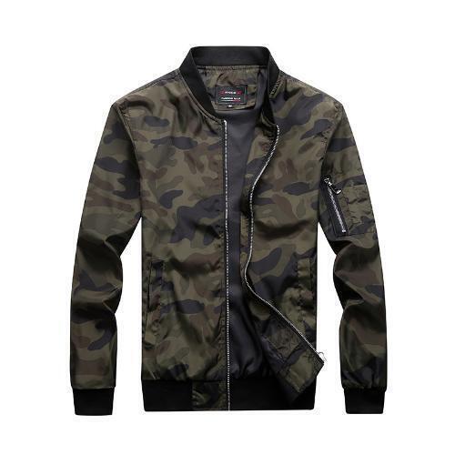 Fashion Men's Camouflage Slim Fit Jackets Short Coats Camo Bomber