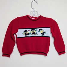 Vintage 80s Youth Park Ski ABC Winter Knit Sweater Size Toddler 4T