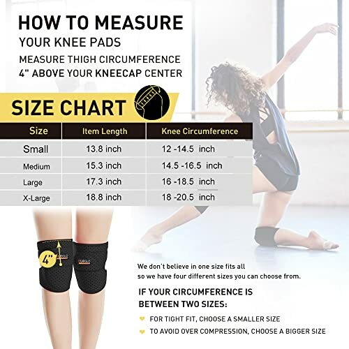 HUEGLO Protective Knee Pads for Dancers,Volleyball Knee Pad for Girls,Soft Spong - Picture 3 of 6