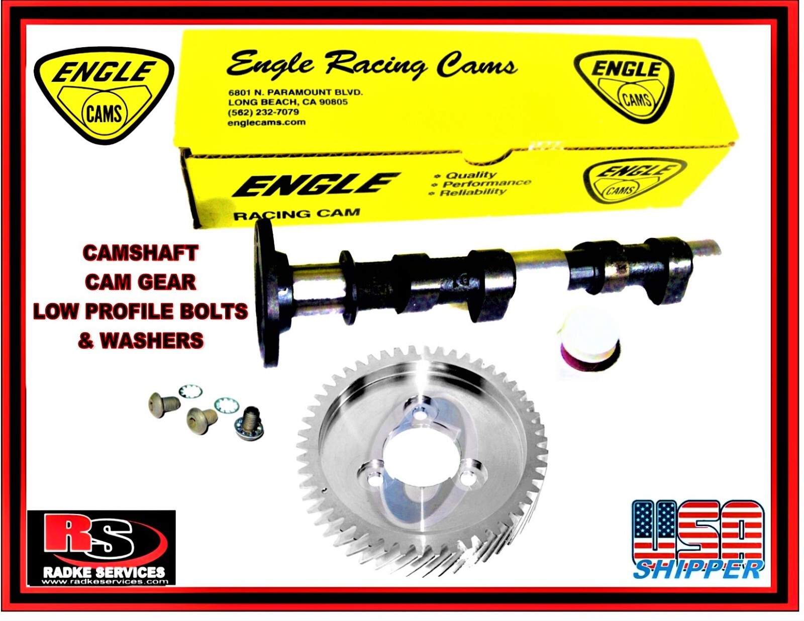 VW ENGLE W125 CAM W/GEAR, BOLTS & WASHERS TYPE 1, 2, 3 1600cc UP RADKE