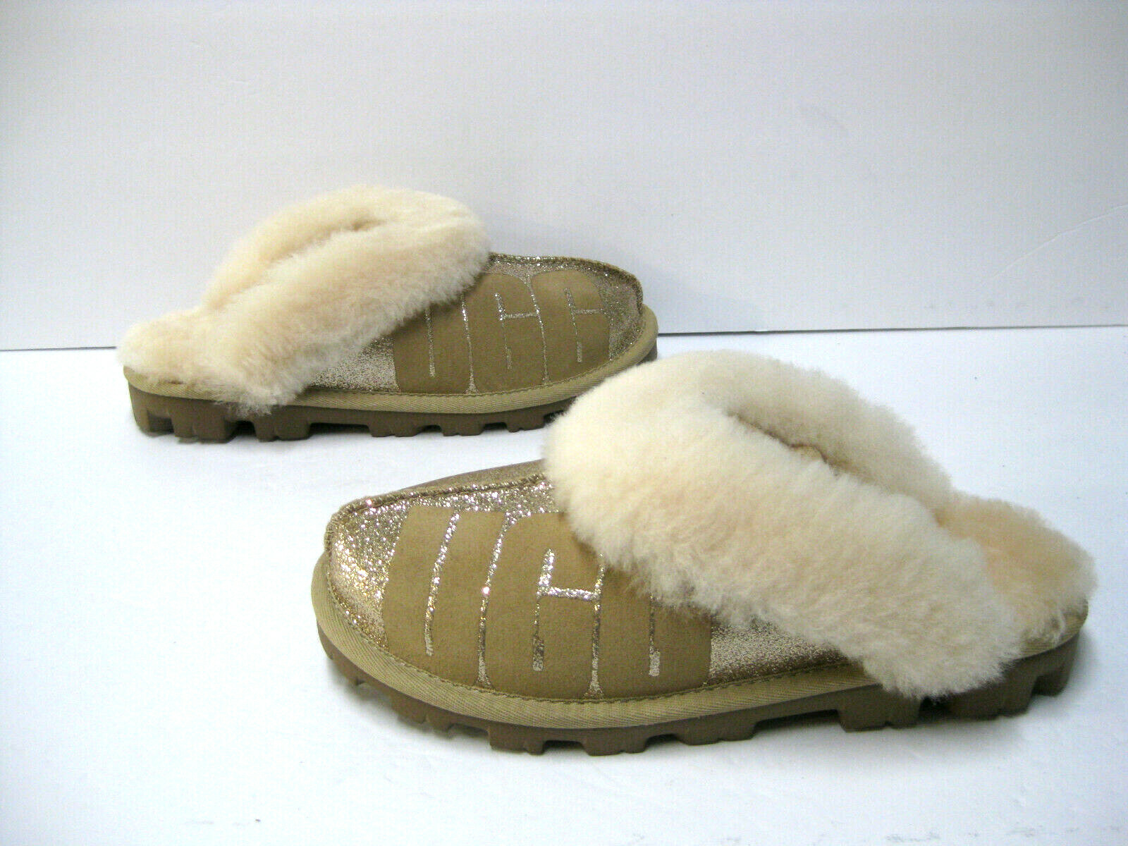 PANTOFOLA D’ORO UGG COQUETTE SPARKLE PANTOFOLE DA DONNA CAMOSCIO ORO US 5 UK 3 EU 36 JP 22
