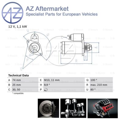 Fits Peugeot 107 Toyota Aygo Citroen C1 1.0 + Other Models AZ Starter Motor #1
