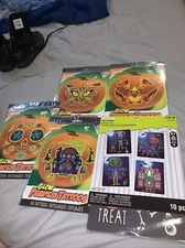 Halloween Bundle 1 Foil Art Kit & (4) Glow Pumpkin Tattoos Stickers New Lot