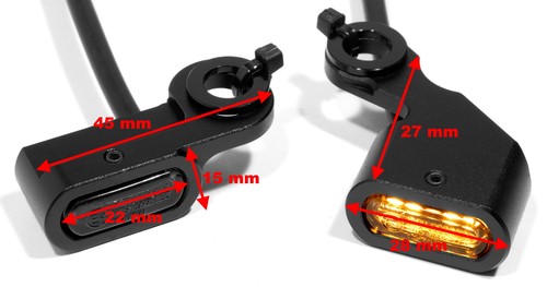 Mini LED Blinker Schwarz Lenkerarmatur f. Harley Softail 96-14, Dyna, Sportster - Picture 2 of 3
