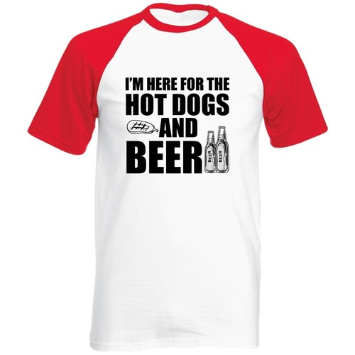 BBQ Party Baseball T-Shirt Hot Dogs and Beer Drinking Tailgating Gift Raglan Top - Picture 5 of 6
