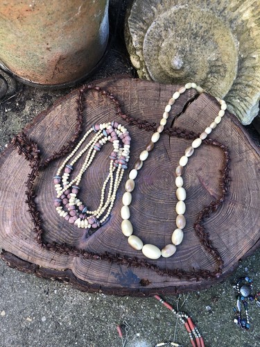 Joyería vintage tribal africana egipcia marroquí tallada tuerca madera piedra asta - Imagen 15 de 24