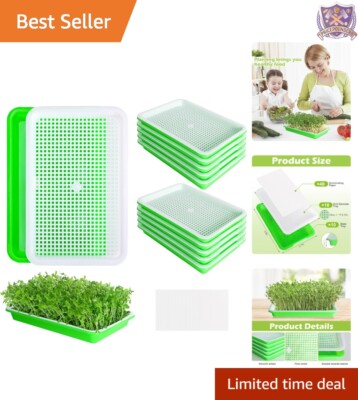 10 Pcs Seed Sprouter Tray BPA Free Soil-Free Microgreens Growing Kit Indoor Use