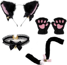 Cat Ear Fluffy Halloween Cosplay Accessories 5-Piece Set