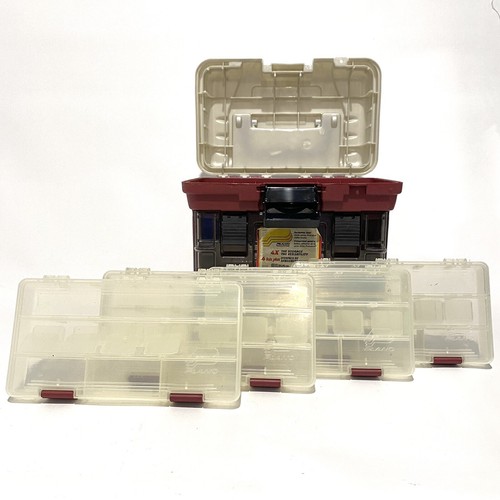 #1354 Plano Stow ‘N’ Go Tackle Storage Box w/4 Slide Out Utility Boxes Red USA - Picture 8 of 10