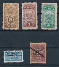 PERU *5 BACK OF BOOK* REVENUES, POSTAL TAX 'PRO DESOCUPADOS (1881-49)