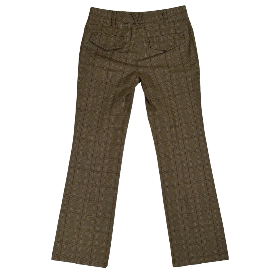 Calça social Vince marrom xadrez bootcut tamanho 2 cintura baixa preppy outono Y2K - Imagem 3 de 4