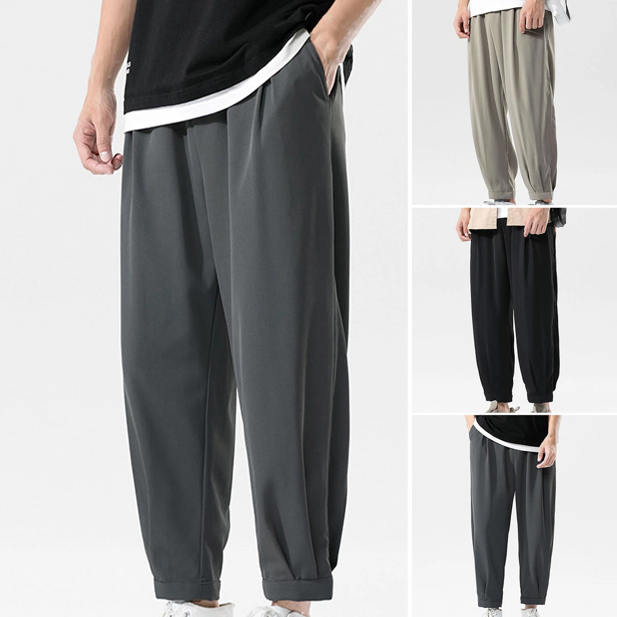 Loose Pants Drawstring Versatile Summer Wide Leg Thin Jogging Pants Breathable