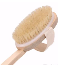 Natural Boar Bristle Wooden Bath and Body Brush Back Brush with Long Handle NEW