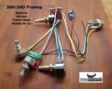 TONE MONSTER SBK-3AD Bass Guitar Preamp Balance Volume Treble/Bass Middle/Hi-Lo