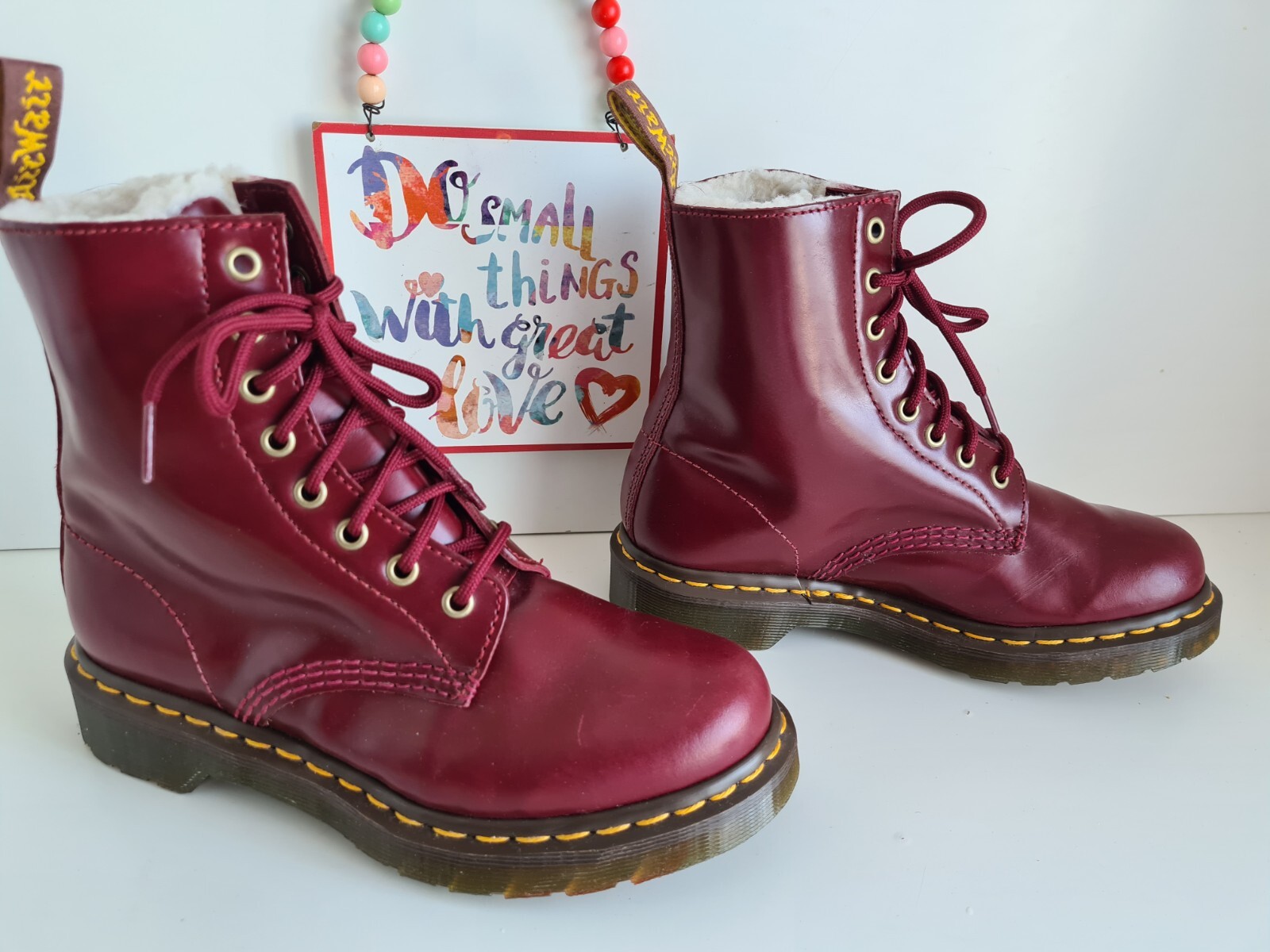 Dr Martens 1460 8 hole Pascal Shiraz Serena fur lined shearling boots UK5 EU38 image 6