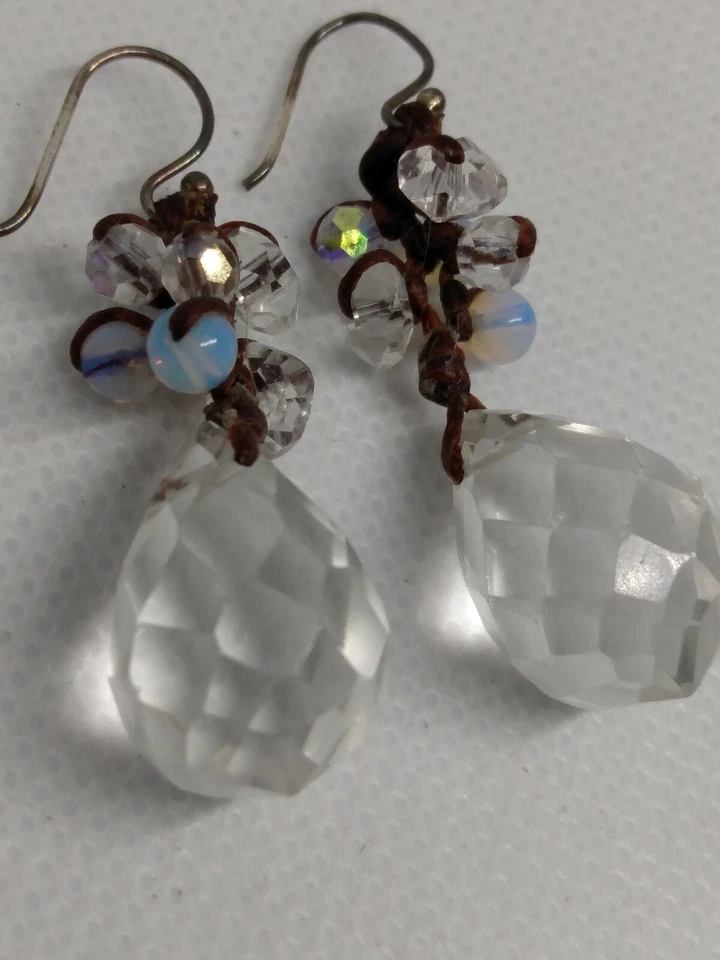 M4 красивый искусственный кристалл и кожи ручной работы бисером подвеской серьги - Изображение 3 из 4