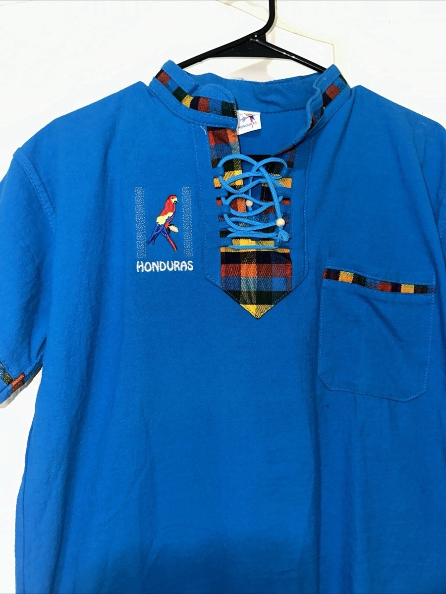 Honduras Made UnisexShirt S Blue Short Sleeve Tie String