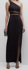 $395 Liv Foster Women's Black One-Shoulder Illusion-Inset Gown Dress Size 4