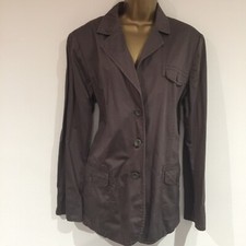 Ladies Jacket Size 20 Khaki Green Olsen Stretch 97% Cotton Military Feature Back