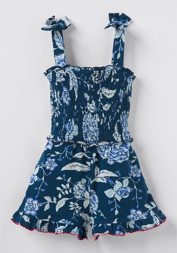 NWT Matilda Jane Enchanted Garden Camille Blue Floral Print Cotton Romper Sz 16 - Picture 2 of 4