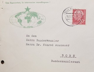 BONN: Briefumschlag postgelaufen gestempelt 19.12.1957