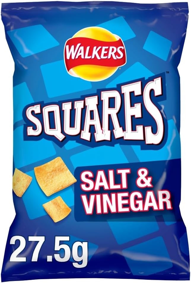 Walkers Squares Salt & Vinegar Snacks Crisps 27.5g pack of 32