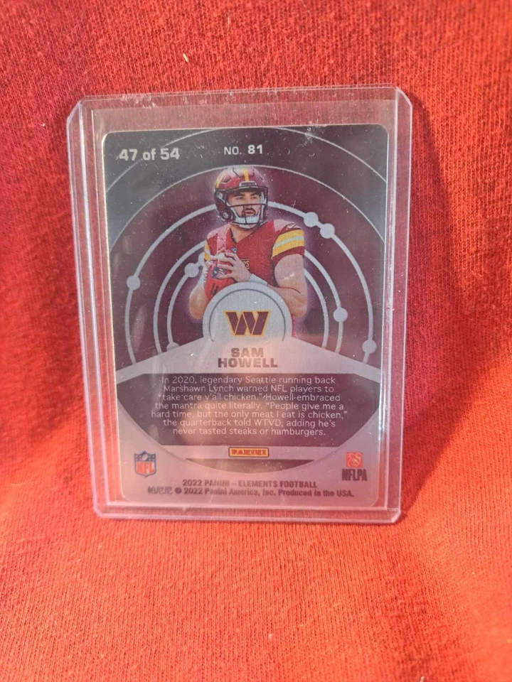 Sam Howell 2022 Panini Elements RC Xenon SP /54 #81 Commanders - Image 2 of 2