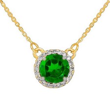 14k Gold Diamond Emerald Necklace Available in Yellow and White Gold 