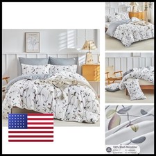 Lekesky Reversible Duvet Cover King Size White Grey Tree Branch Pattern