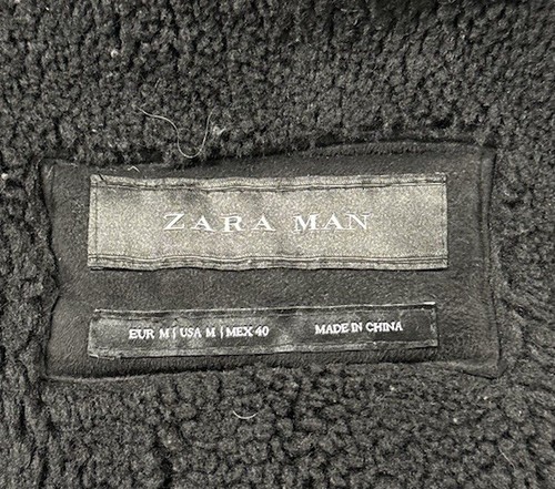 ZARA Men’s Black Faux Suede Coat Size Medium - Picture 10 of 11
