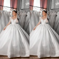 Exquisite Wedding Dresses Scoop Neck Lace Long Sleeve Sweep Train Bridal Gowns
