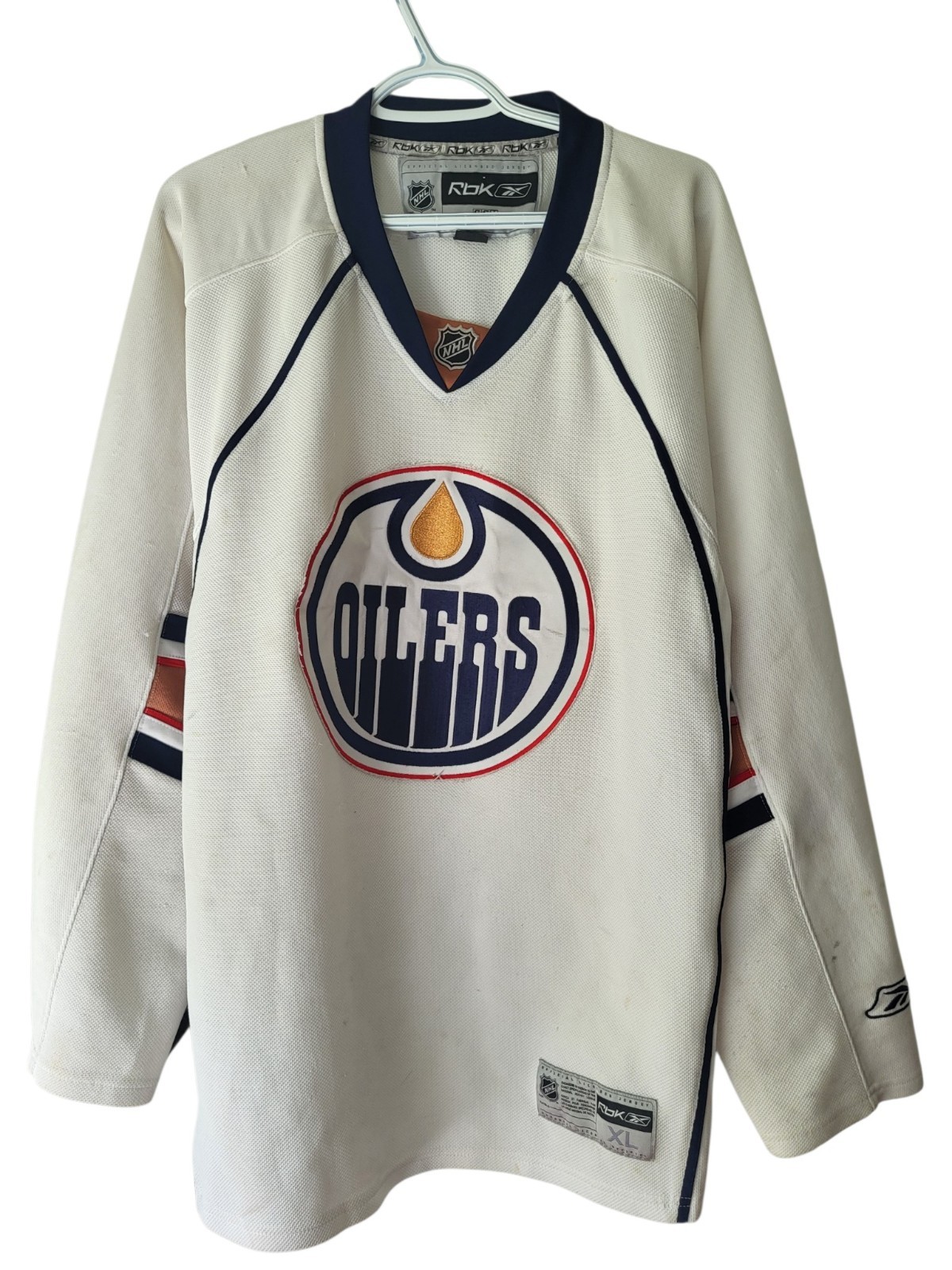 Edmonton Oilers Reebok Nhl Hockey Jersey White Xl Vintage Style Blank Authentic