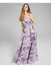 SPEECHLESS Womens Purple Boning In Bodice Padded Gown Dress 0